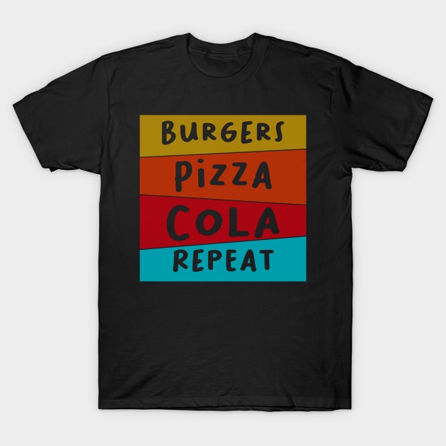 Burger Pizza Cola T-Shirt by Imutobi